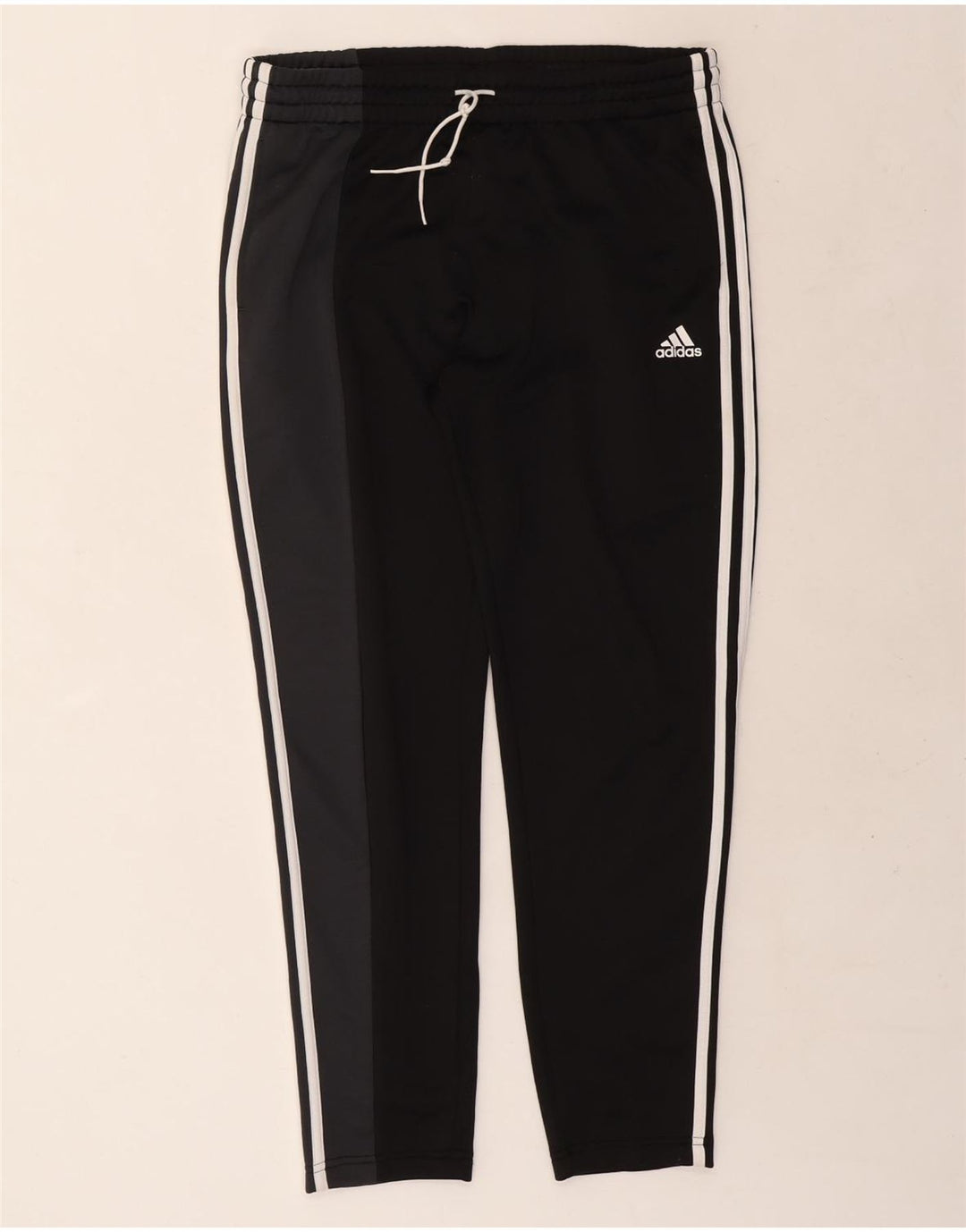 Calça de treino feminina Adidas UK 16/18 grande preto colorblock poliéster
