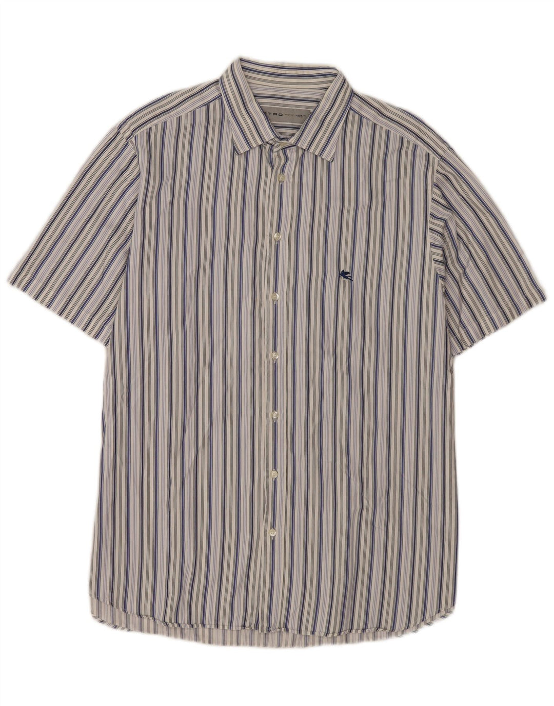 Camisa masculina de manga curta Etro tamanho 44 XL listrado multicolorido