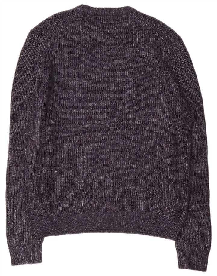 Suéter masculino Marks & Spencer com gola redonda, médio azul marinho manchado