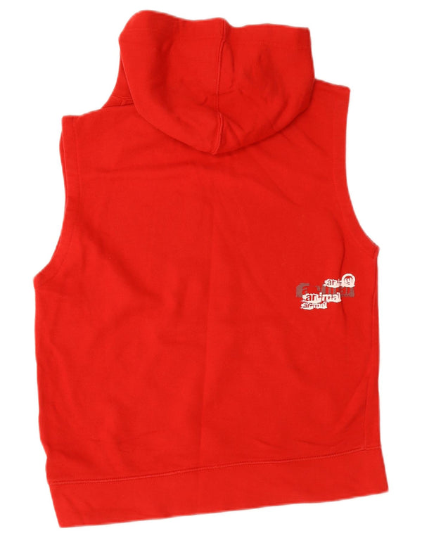 Animal masculino gráfico sem mangas com capuz jumper médio algodão vermelho