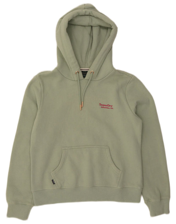 Suéter com capuz feminino Superdry UK 12 algodão verde médio