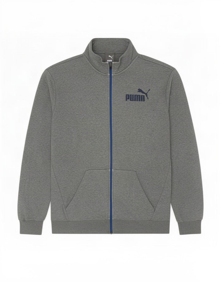 Puma Mens Tracksuit Top Jacket XL cinza manchado de algodão