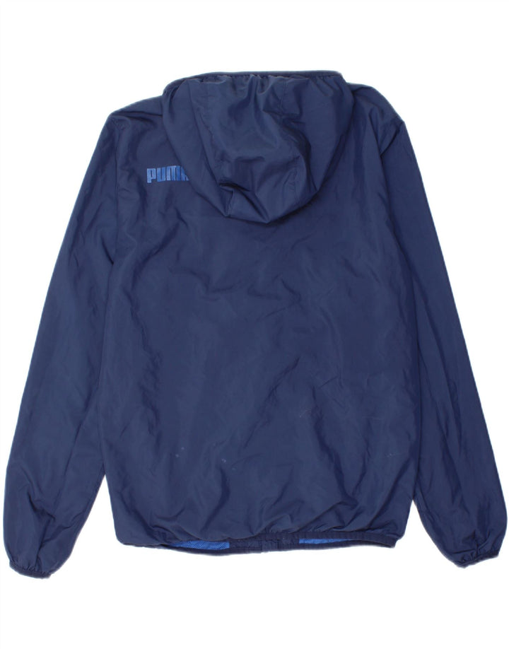 Jaqueta de chuva masculina Puma Graphic com capuz UK 34 XS azul marinho poliéster