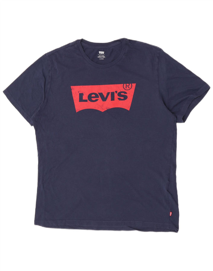 Camiseta gráfica masculina Levi's Top XL algodão azul marinho