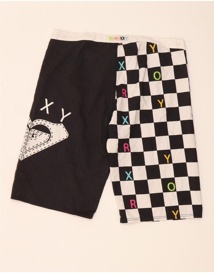 Shorts de natação feminino Roxy Graphic UK 10 pequeno poliéster geométrico preto
