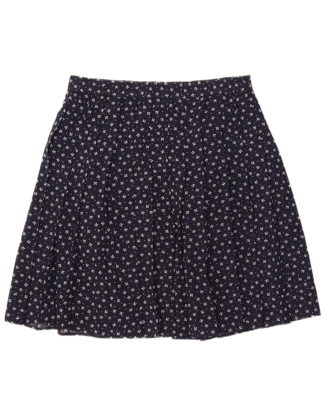 Saia feminina GVB A-Line UK 10 pequena W34 azul marinho floral poliéster