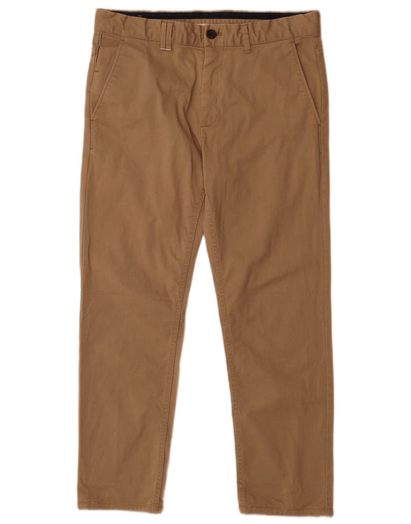 Zara Calça masculina reta cortada EU 40 Médio W31 L25 Algodão bege