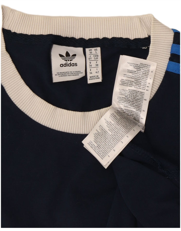 Camiseta feminina ADIDAS UK 10 pequena azul marinho algodão