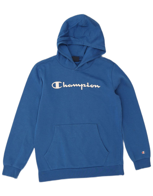 Jumper com capuz gráfico Champion Boys 13-14 anos XL azul algodão
