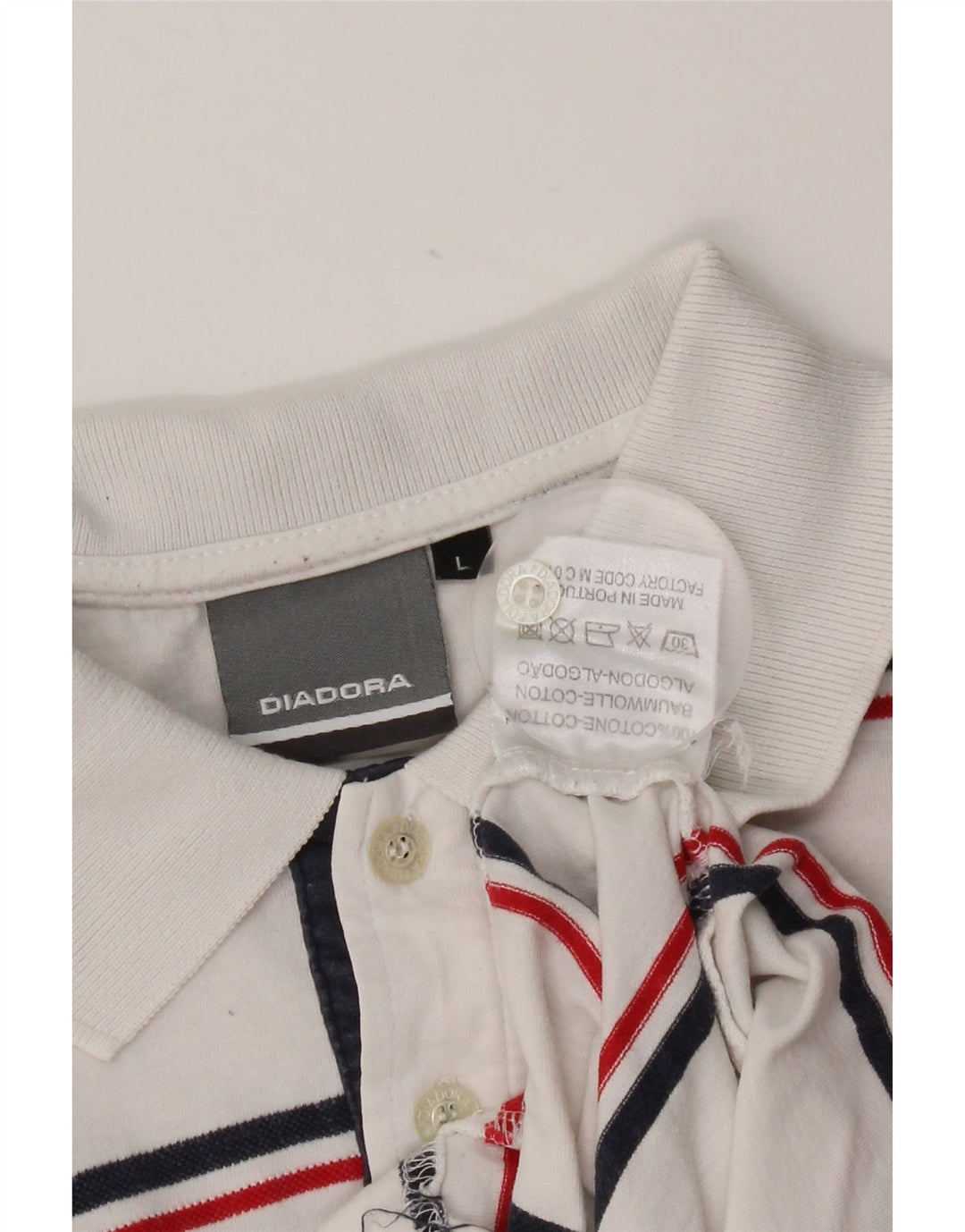 Camisa polo masculina Diadora grande algodão listrado branco