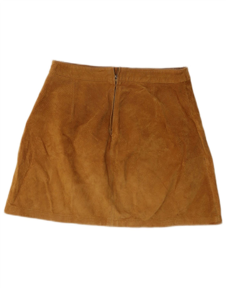 Minissaia feminina de camurça Stradivarius UE 38 pequena W28 couro bege