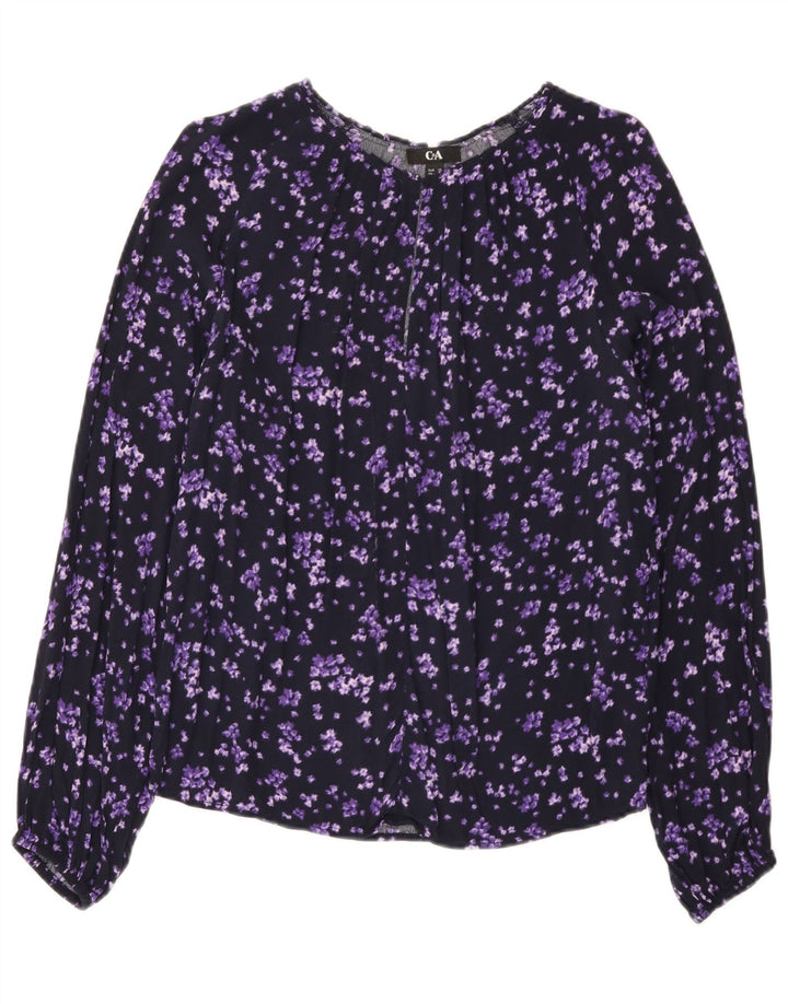 Blusa feminina C&A EU 38 viscose floral roxa média