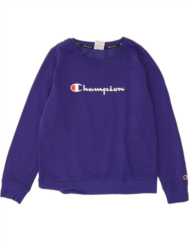 CHAMPION Womens Graphic Sweatshirt Jumper UK 18 XL Purple Cotton Vintage Champion and Second-Hand Champion from Messina Hembry 