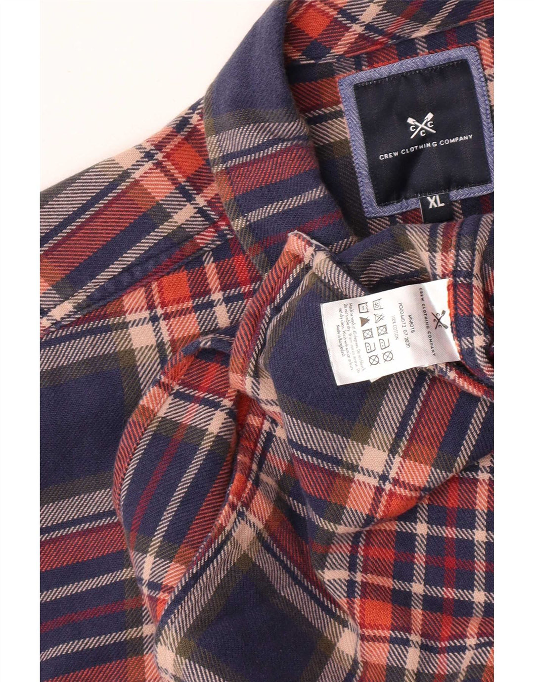 Camisa masculina de flanela Crew Clothing XL algodão xadrez multicolorido