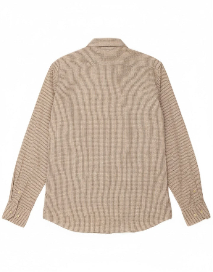 Camisa masculina MASSIMO DUTTI algodão xadrez bege médio