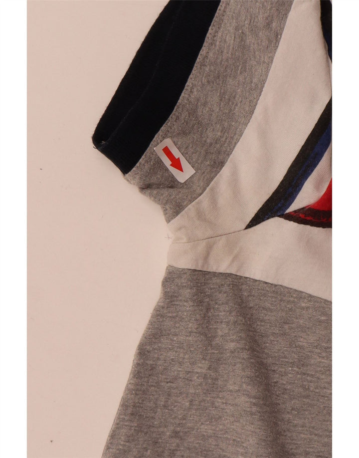 Desigual Camisa polo masculina gráfica grande algodão cinza