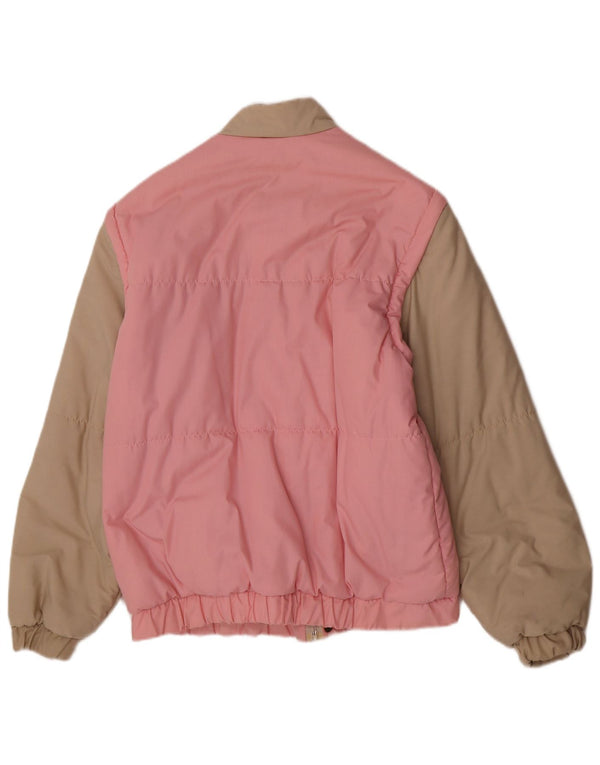 Jaqueta acolchoada masculina vintage IT 48 algodão colorblock rosa médio