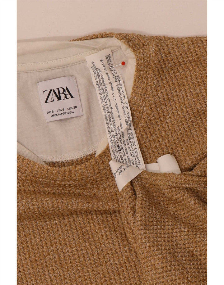 Zara Top masculino manga comprida pequeno algodão bege
