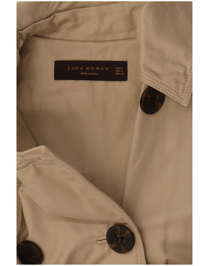 Zara Womens Pea Coat UK 10 Pequeno Bege