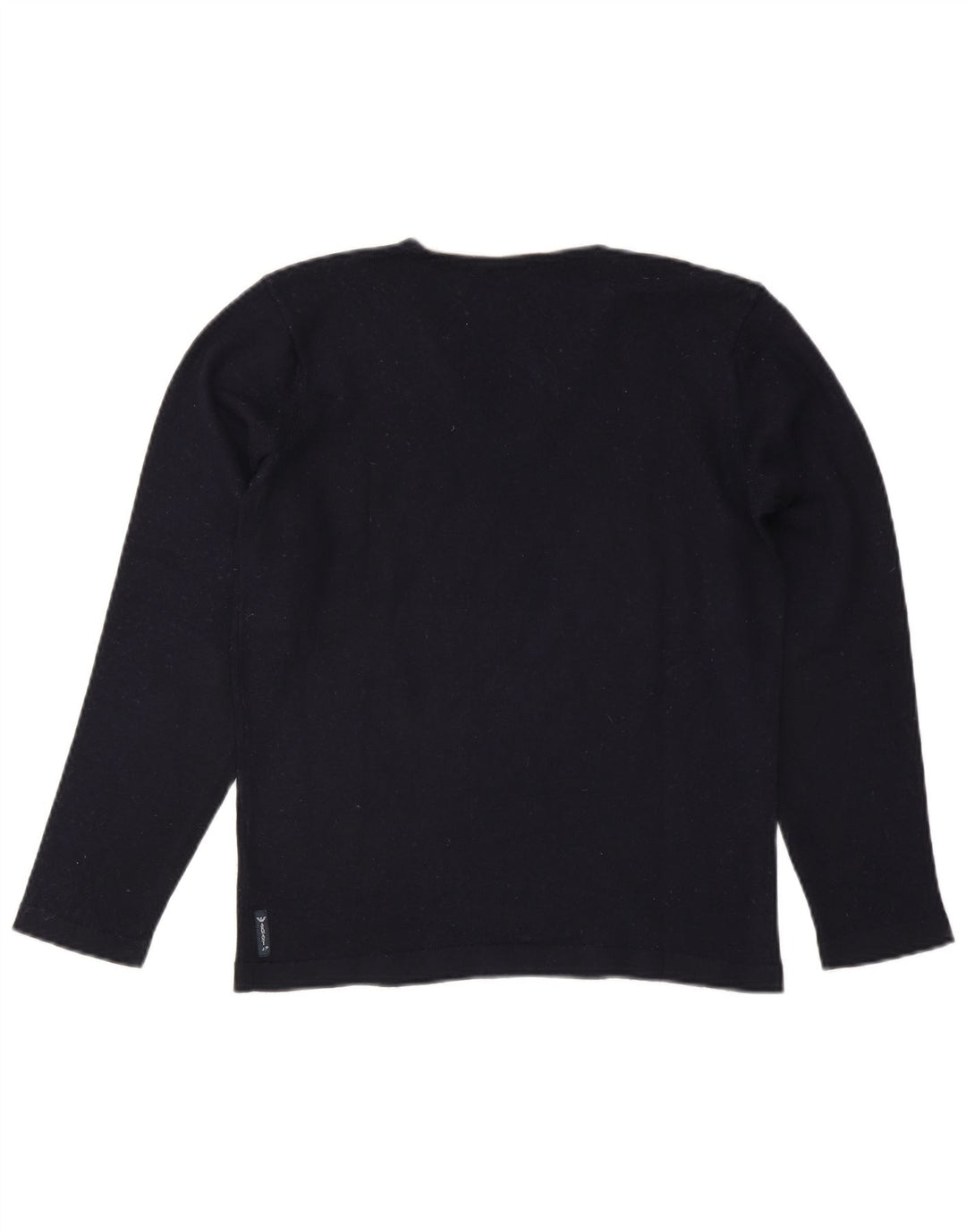 Suéter masculino Armani Jeans com decote em V médio azul marinho lã colorblock