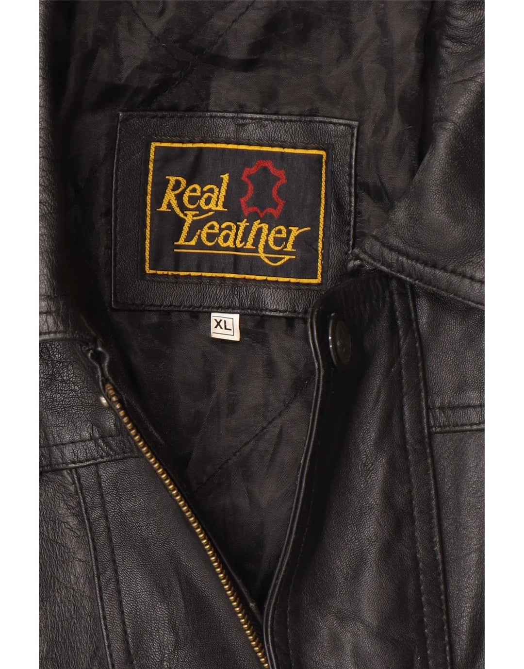 Jaqueta de couro masculina vintage UK 42 XL preta