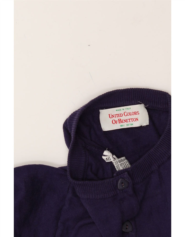 BENETTON Womens Crop Cardigan Sweater IT 46 Large Purple Cotton Vintage Benetton and Second-Hand Benetton from Messina Hembry 