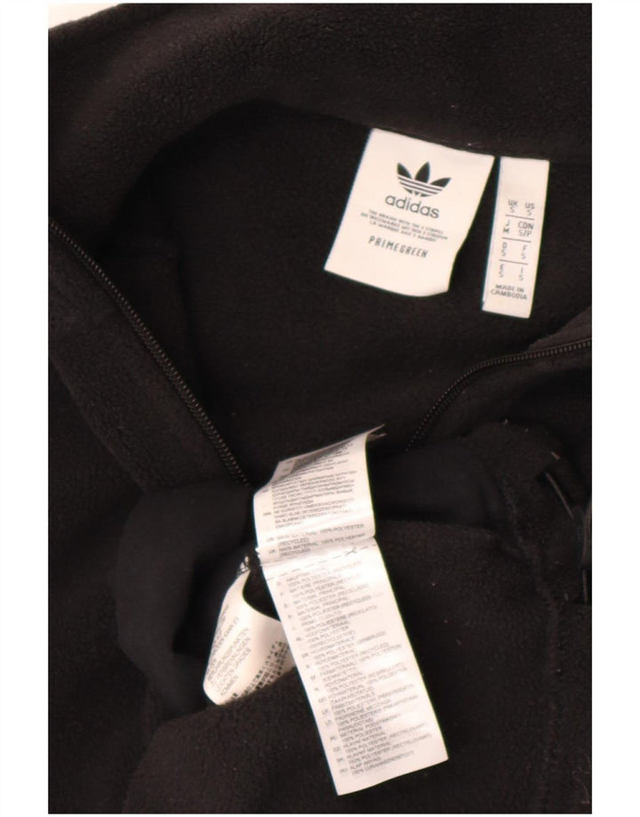 Adidas Mens Zip Neck Fleece Jumper Pequeno Poliéster Preto
