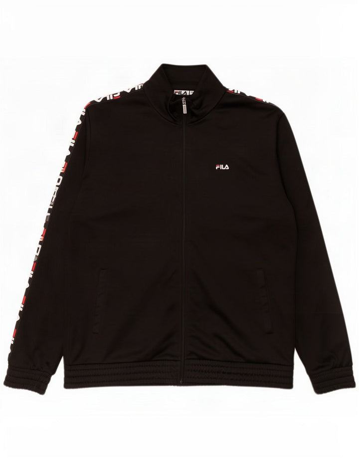 Fila Mens Graphic Tracksuit Top Jacket 2XL Poliéster Preto