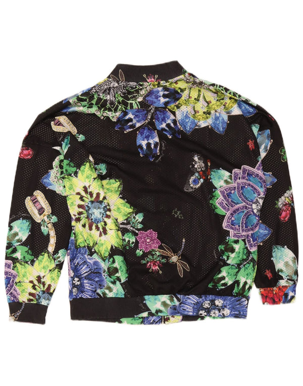 Gaelle Bonheur Jaqueta feminina oversized para treino UK 2 2XS preto floral