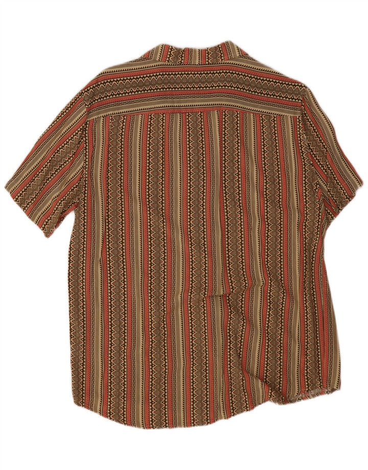 Pier One Camisa masculina de manga curta listrada cáqui média