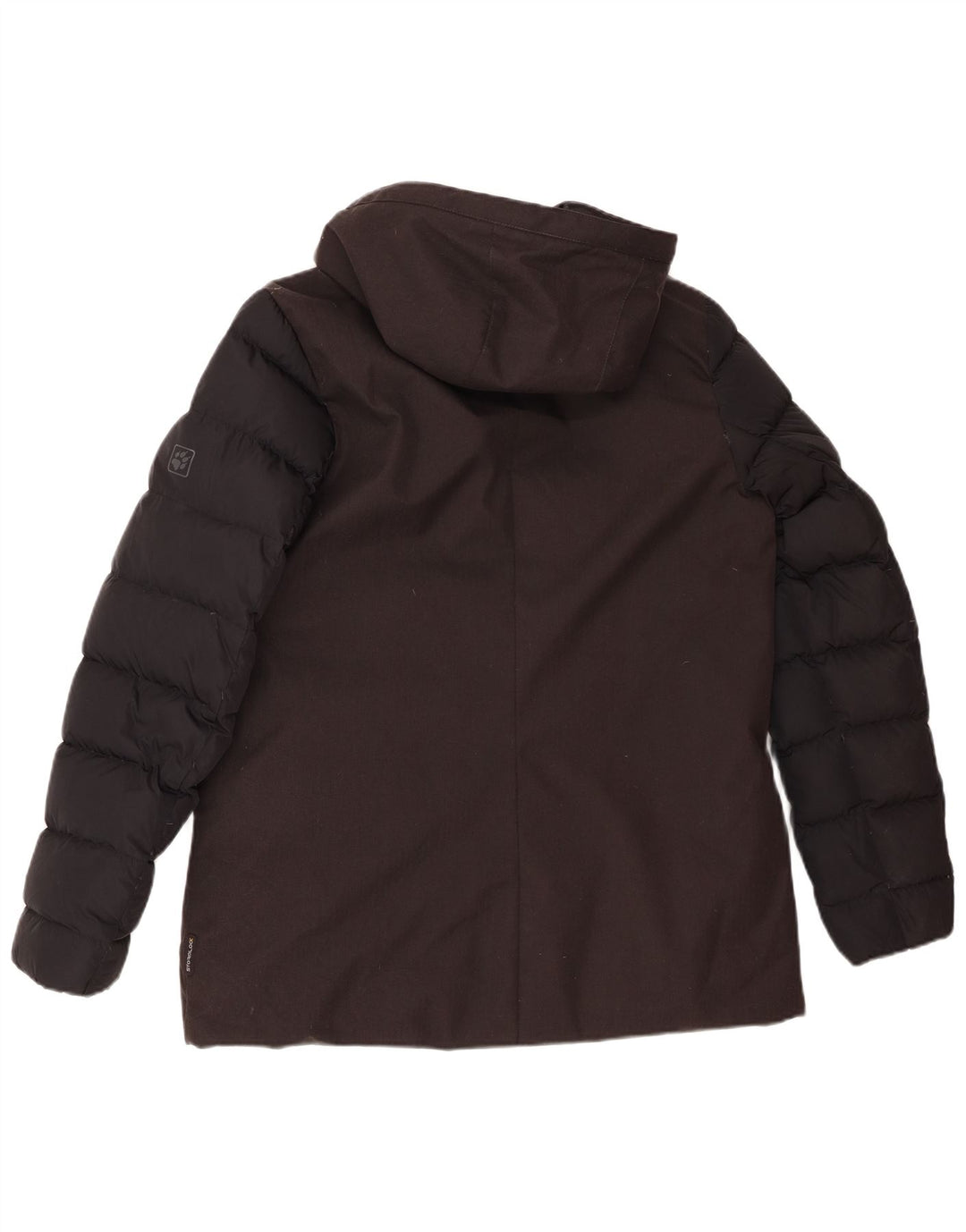 Jaqueta feminina acolchoada com capuz Jack Wolfskin Reino Unido 12 bloco colorido preto médio