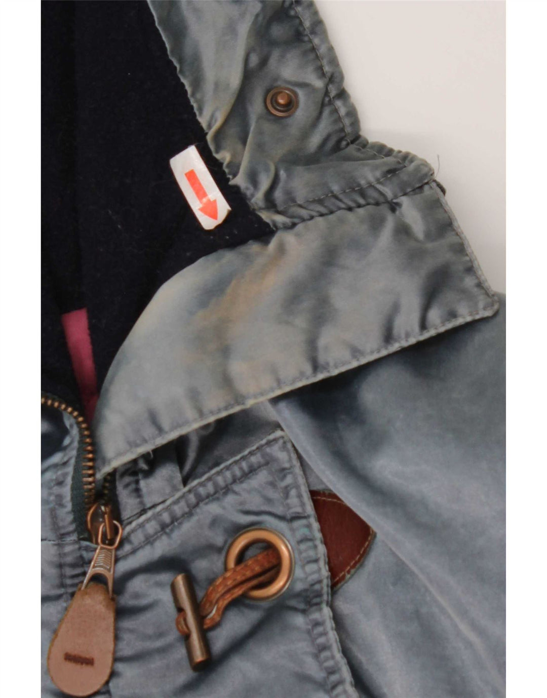 Jaqueta corta-vento superdimensionada com capuz feminino vintage IT 44 azul médio