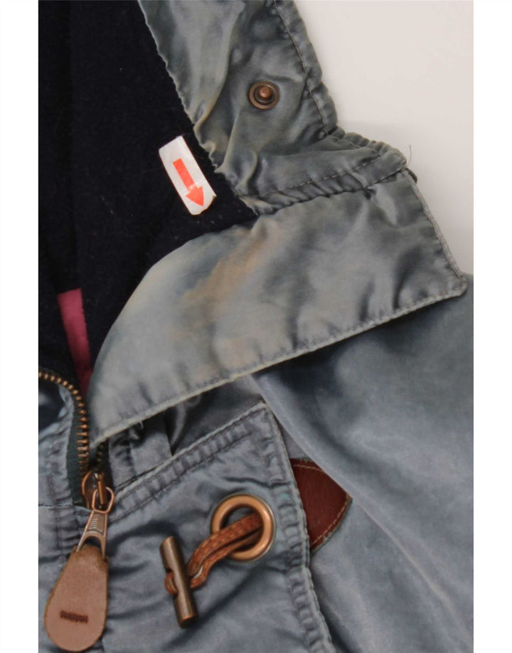 Jaqueta corta-vento superdimensionada com capuz feminino vintage IT 44 azul médio
