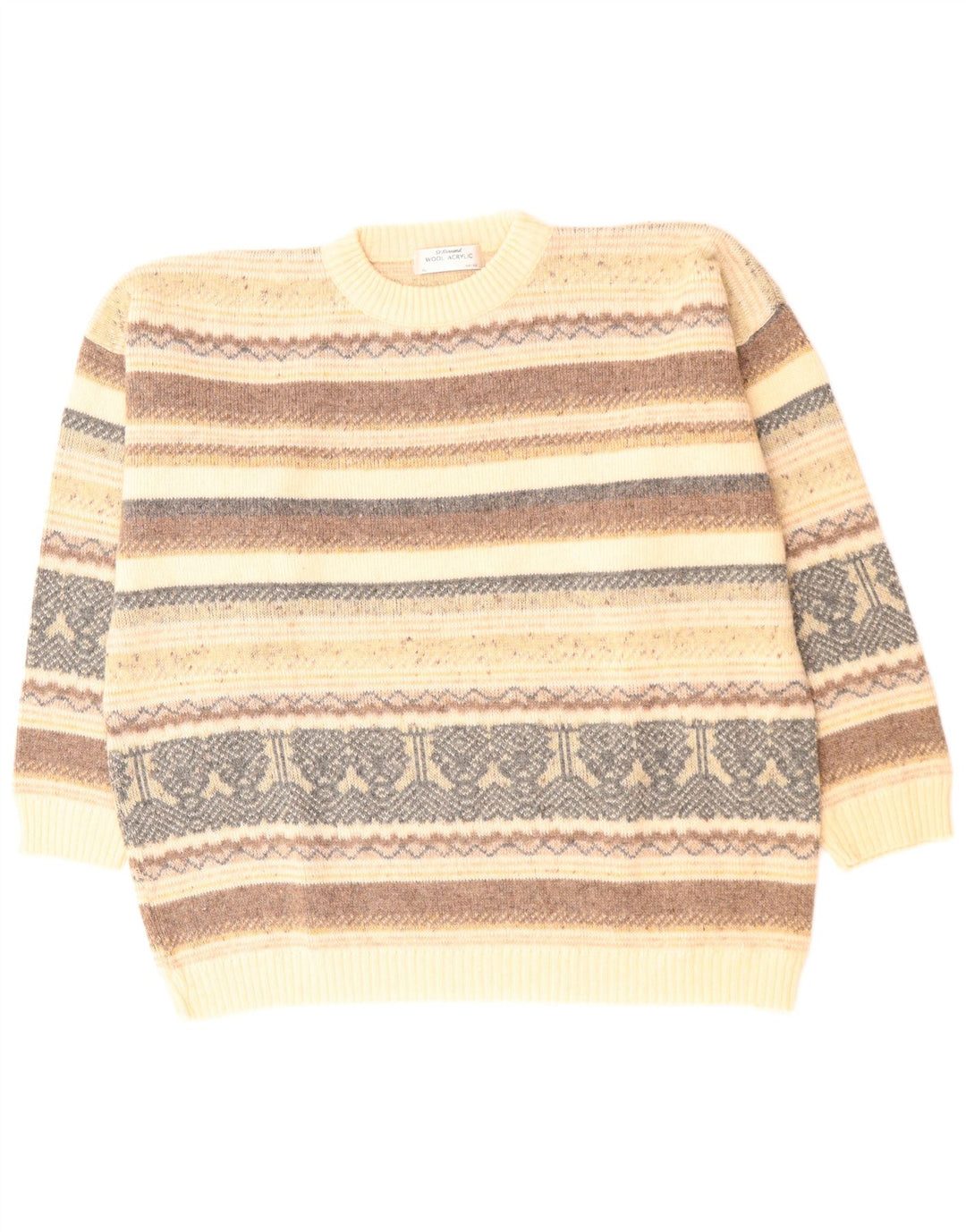 ST. Suéter masculino BERNARD com gola redonda tamanho 44/46 XL bege Fair Isle