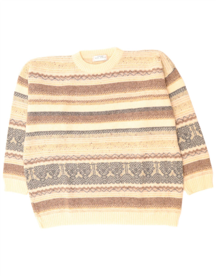 ST. Suéter masculino BERNARD com gola redonda tamanho 44/46 XL bege Fair Isle