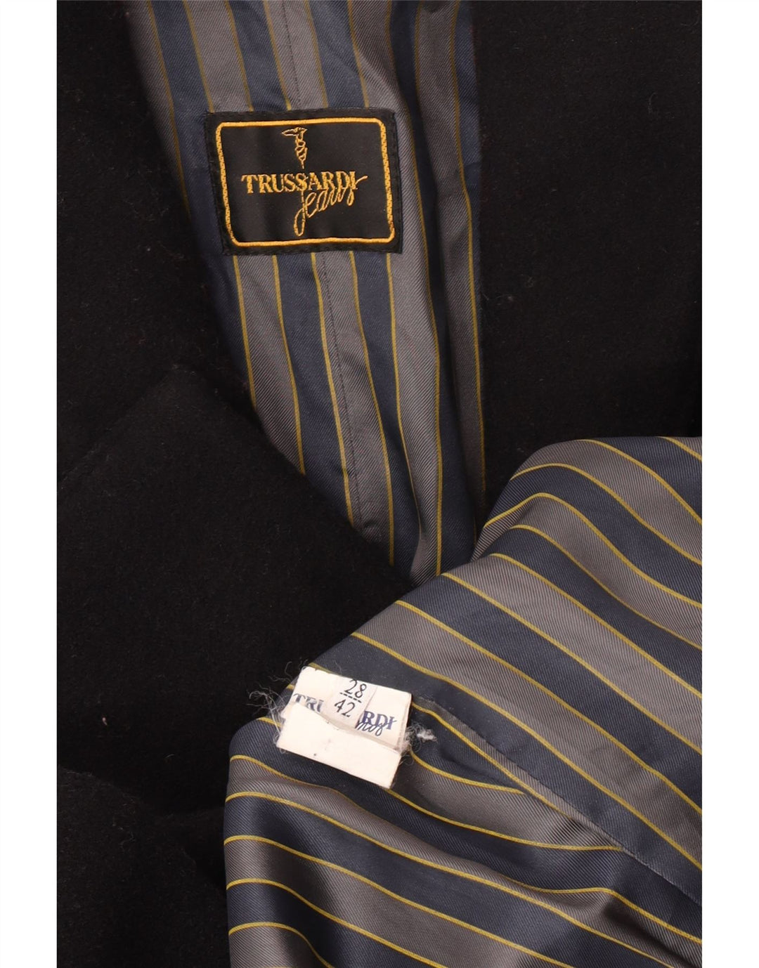 Trussardi Jeans Casaco feminino duplo breasted IT 42 lã virgem preta média