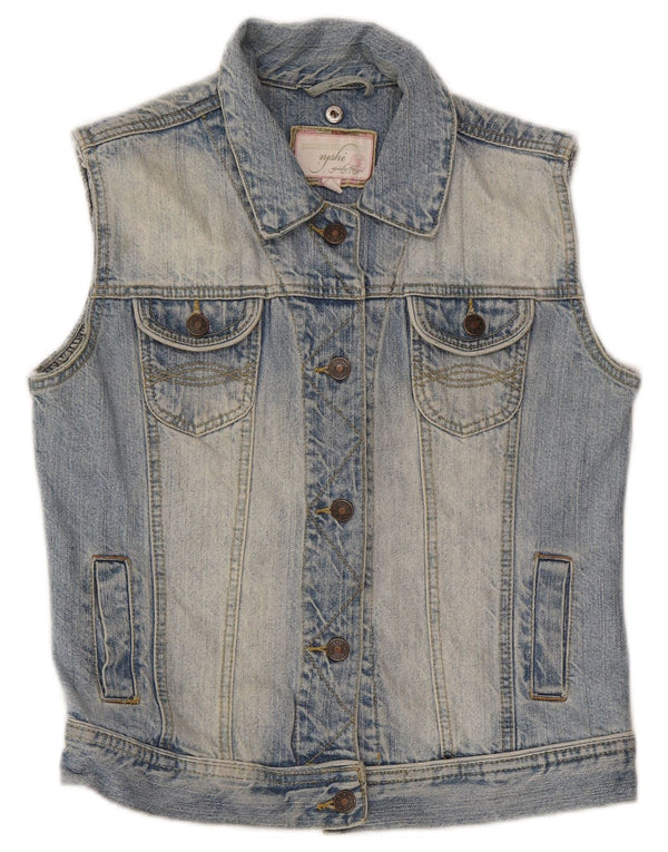 Colete jeans vintage para meninas 13-14 anos algodão azul