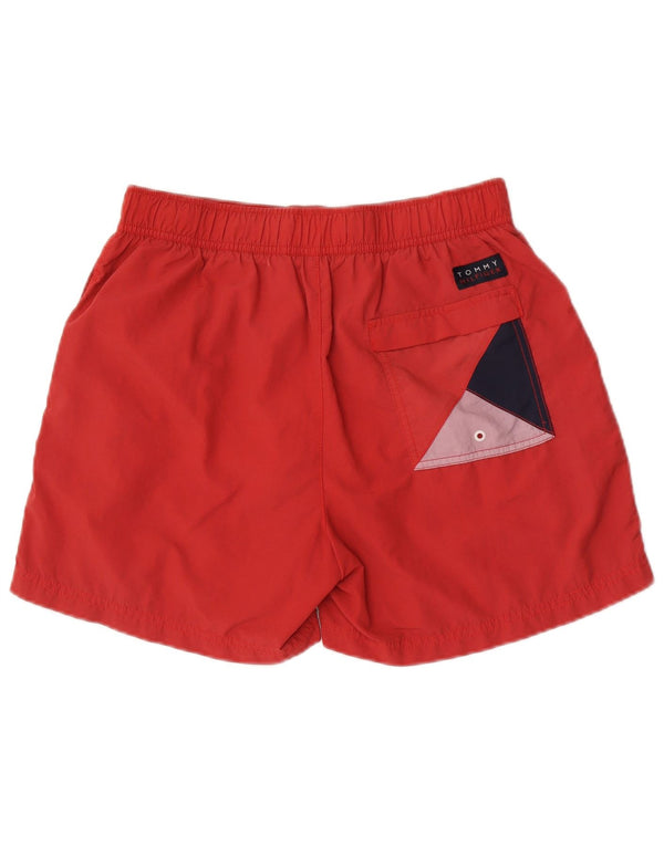 Shorts de natação masculino Tommy Hilfiger Slim Fit grande bloco colorido vermelho