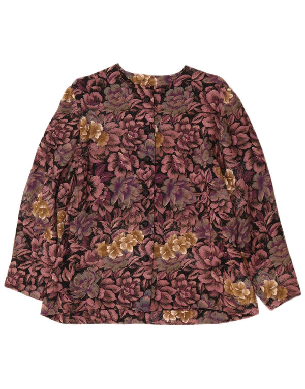 Blusa feminina vintage UK 18 XL roxo floral