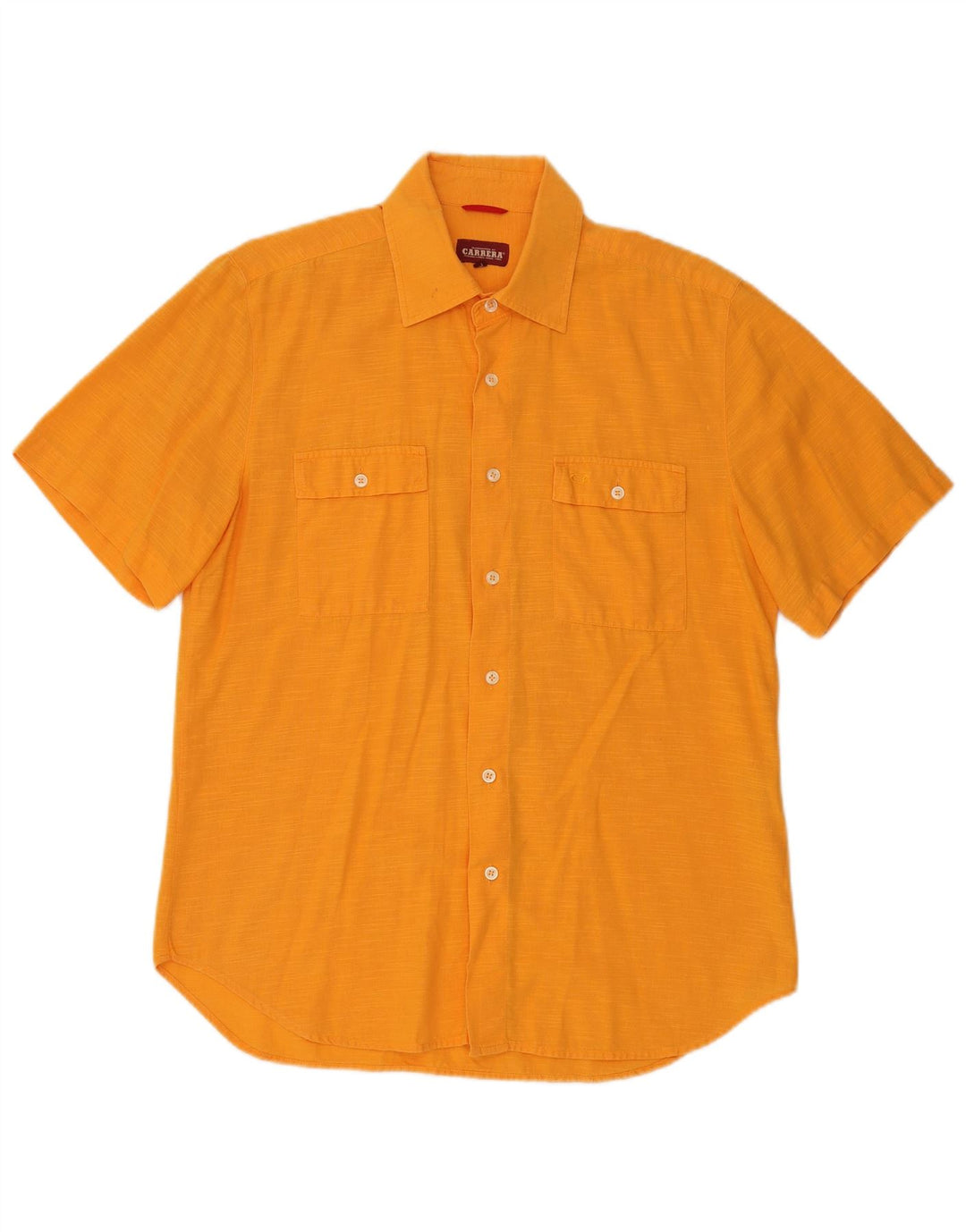 Camisa masculina Carrera de manga curta grande algodão manchado laranja