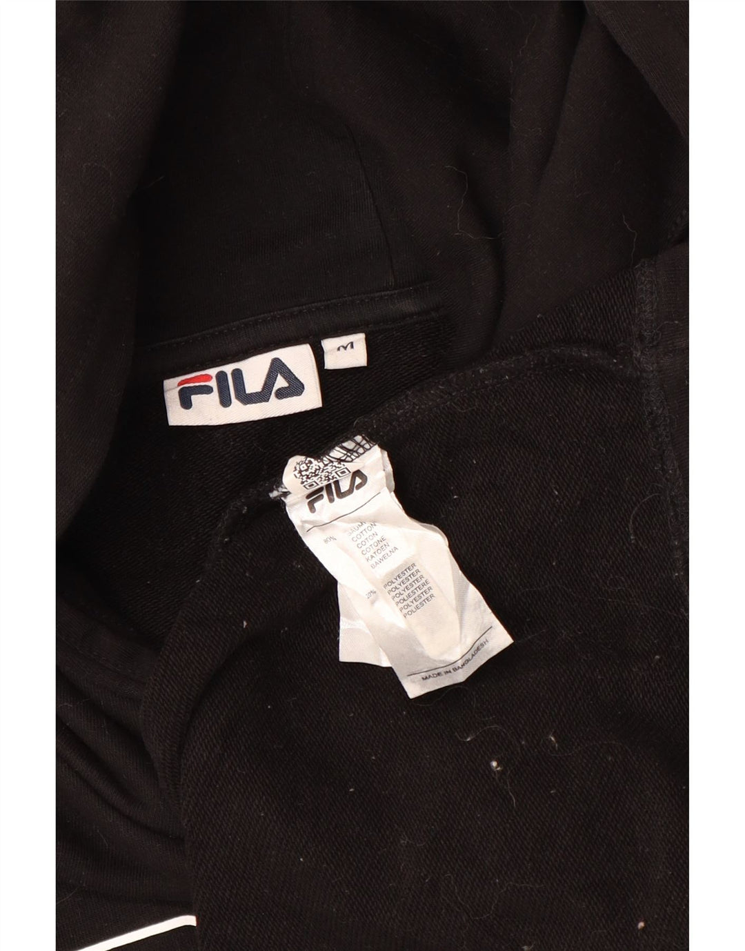 Pulôver feminino com capuz gráfico oversized FILA Reino Unido 14 algodão preto médio