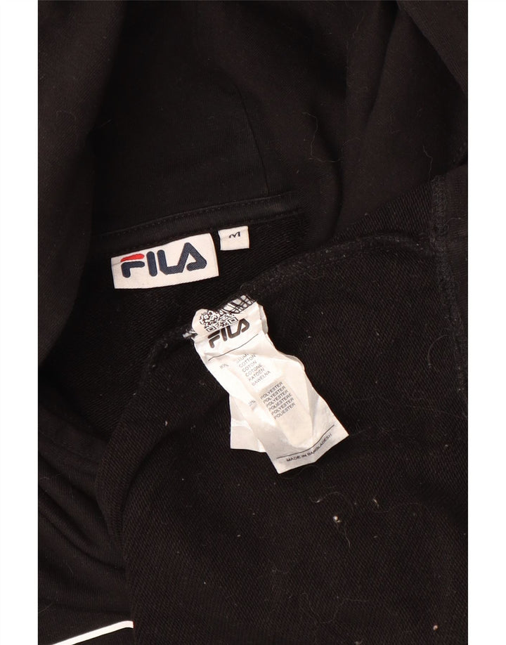 Pulôver feminino com capuz gráfico oversized FILA Reino Unido 14 algodão preto médio