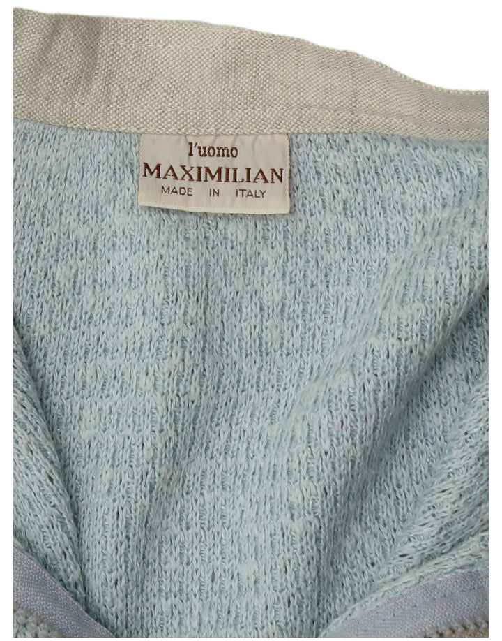 Suéter masculino Maximilian com zíper completo e grande bloco colorido azul