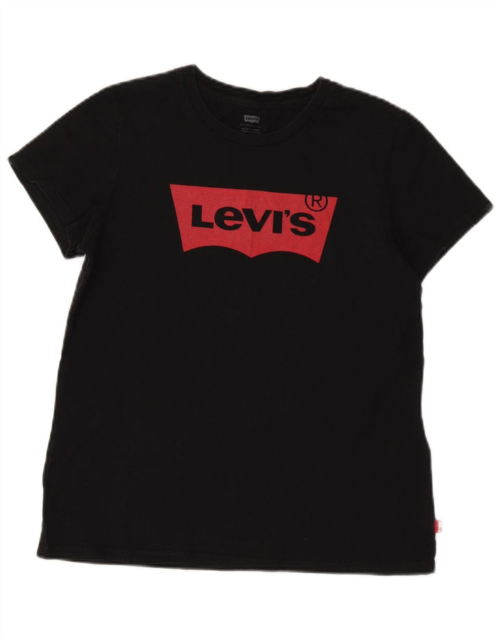 Camiseta feminina gráfica Levi's Top UK 10 pequeno algodão preto