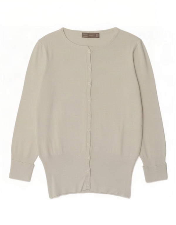 Suéter cardigã feminino Zara UK 12 viscose branca média