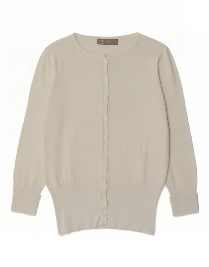 Suéter cardigã feminino Zara UK 12 viscose branca média