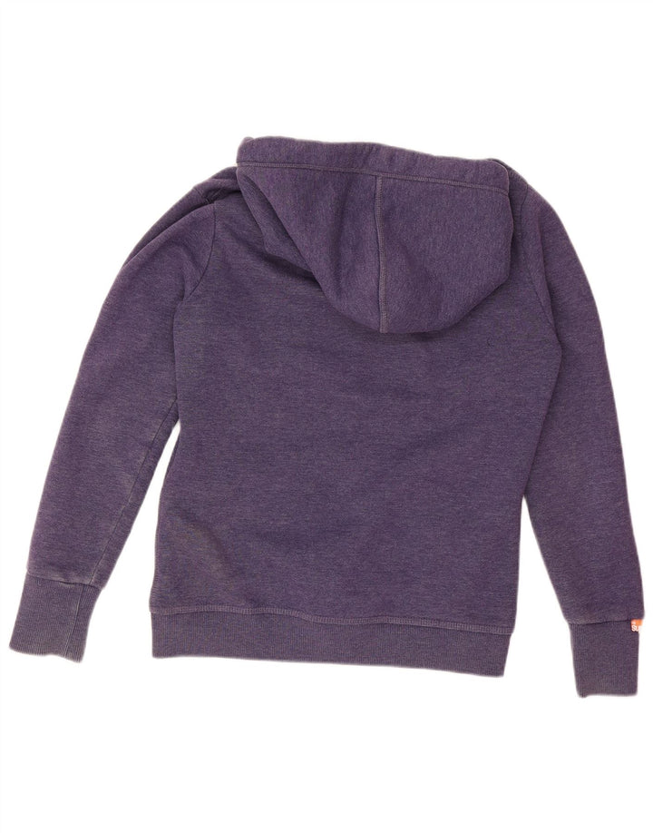 Suéter feminino Superdry com capuz e zíper Reino Unido 14 algodão roxo médio
