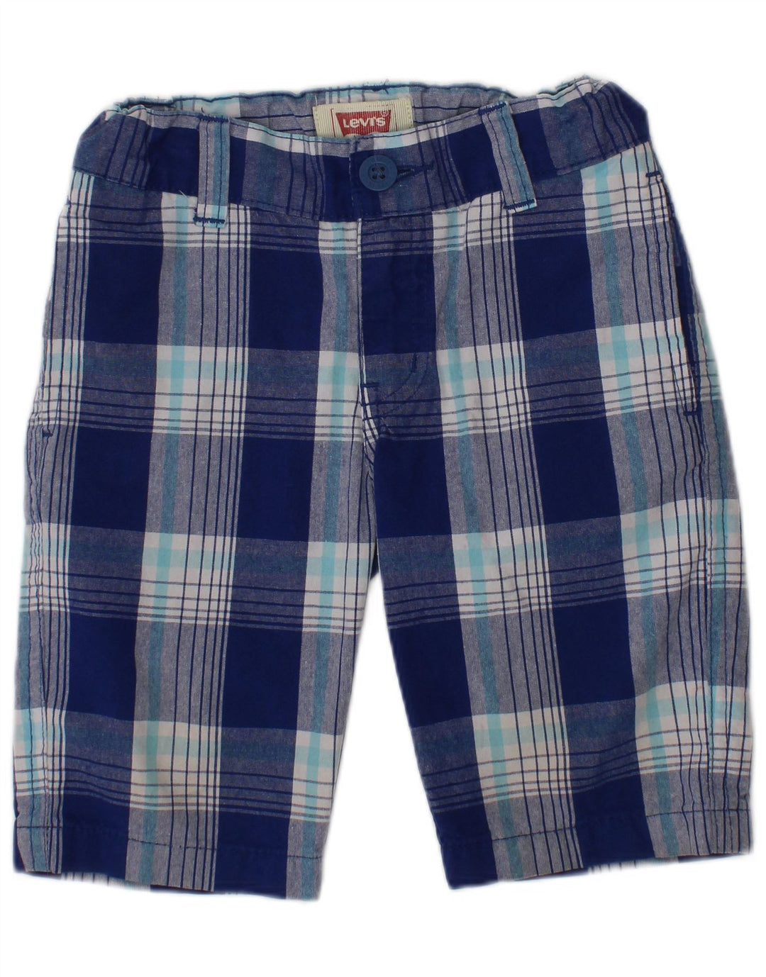 LEVI'S Boys Chino Shorts 2-3 anos W20 algodão xadrez azul