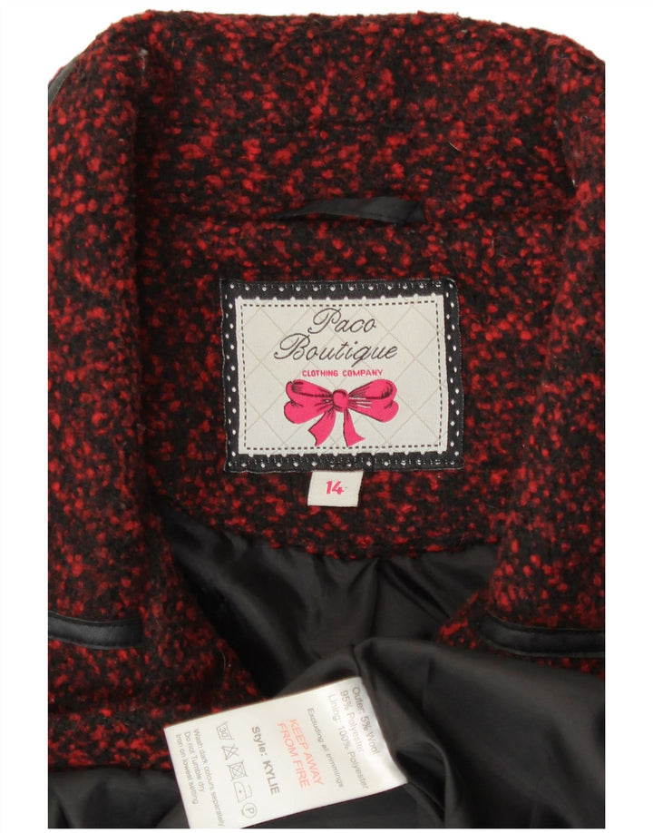 Jaqueta Paco Boutique Mulher com 3 Botões UK 14 Médio Poliéster Borgonha