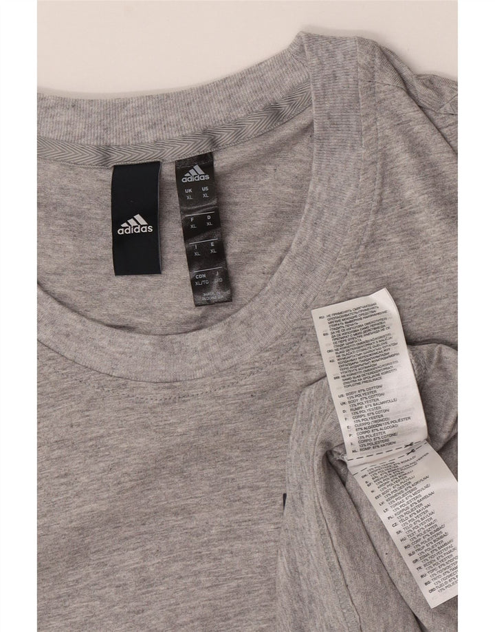 Camiseta masculina Adidas Top XL cinza manchado de algodão